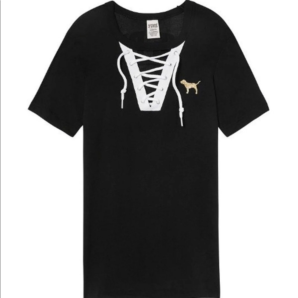 VS PINK Lace Up Logo Shirt - Sz L (new in bag)